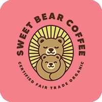 Sweet Bear Coffee Company Logo on pink background. image.